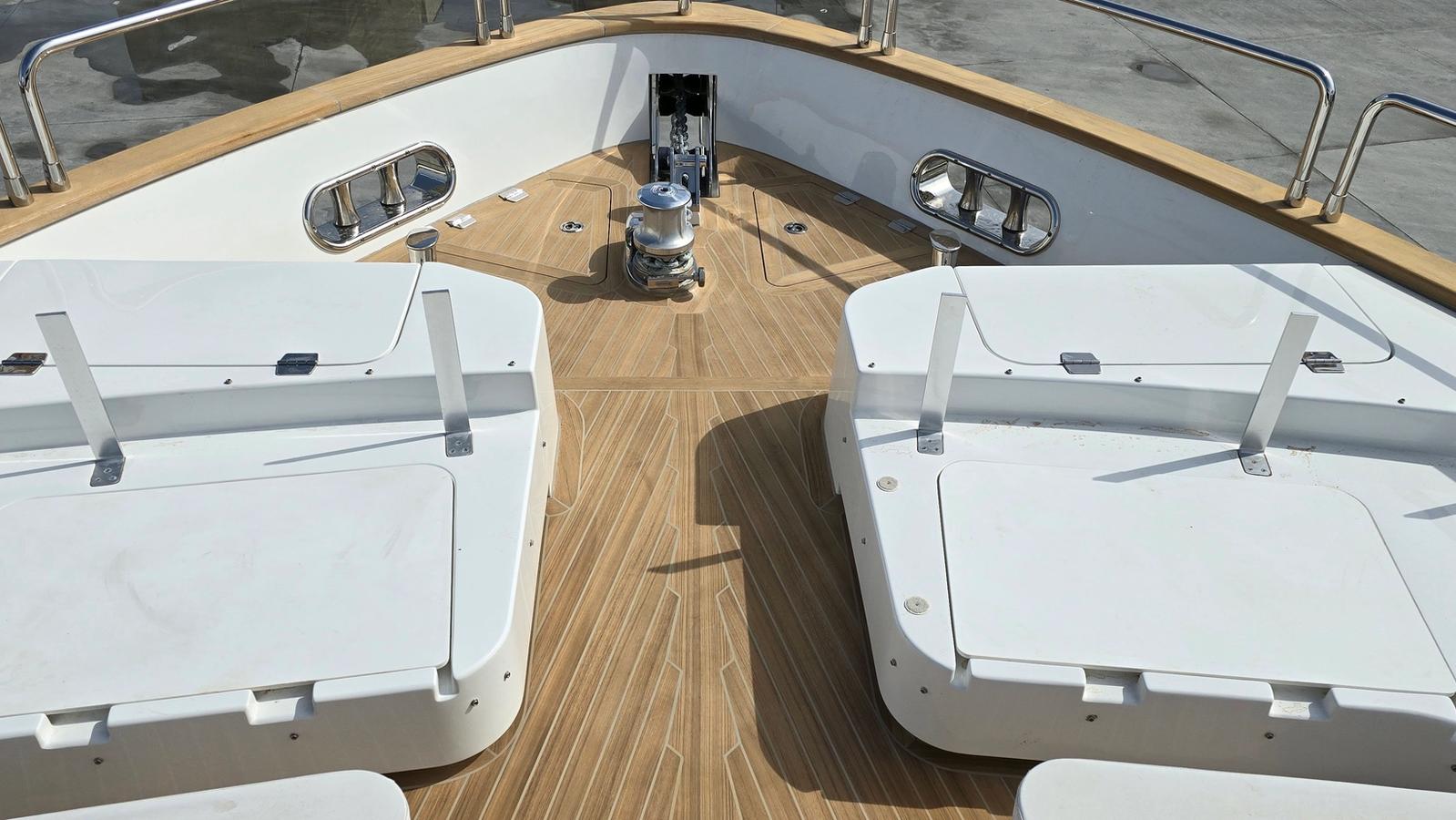 Superyacht bow teak deck marine joinery — Vertuden